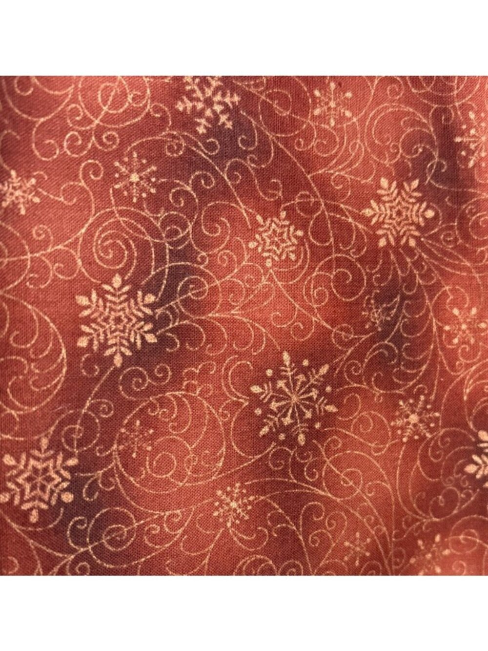 Copper Snowflake Cotton Fabric 13x18" Intricate Winter Swirl Pattern USA Made